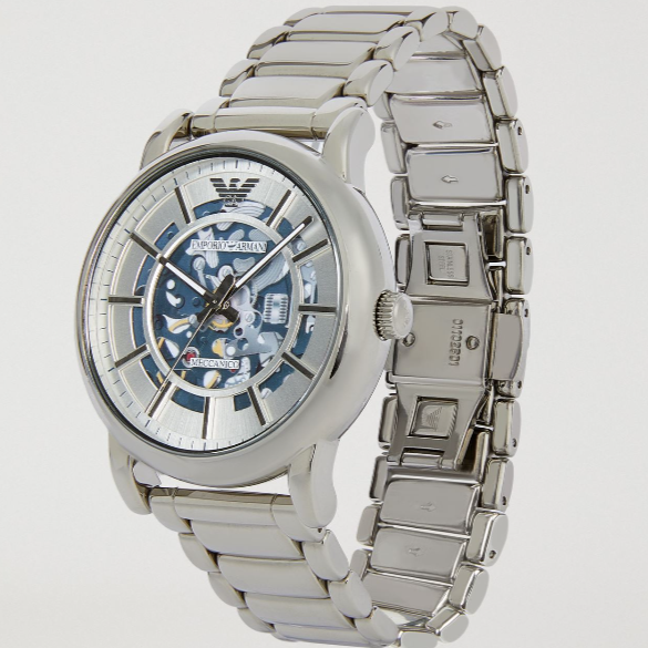 Emporio Armani Meccanico Automatic Silver Dial Silver Steel Strap Watch for Men - AR60006 - Image 4